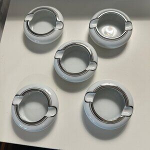 Set of 5 Fukagawa Arita Japan white silver trim hand painted chopstick holders